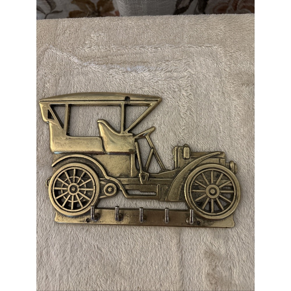 Vintage Car Solid Brass Key Rack 5 hooks